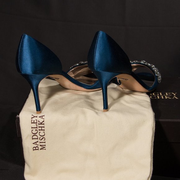 Badgley Mischka Embellished Satin Pumps - Picture 6 of 9